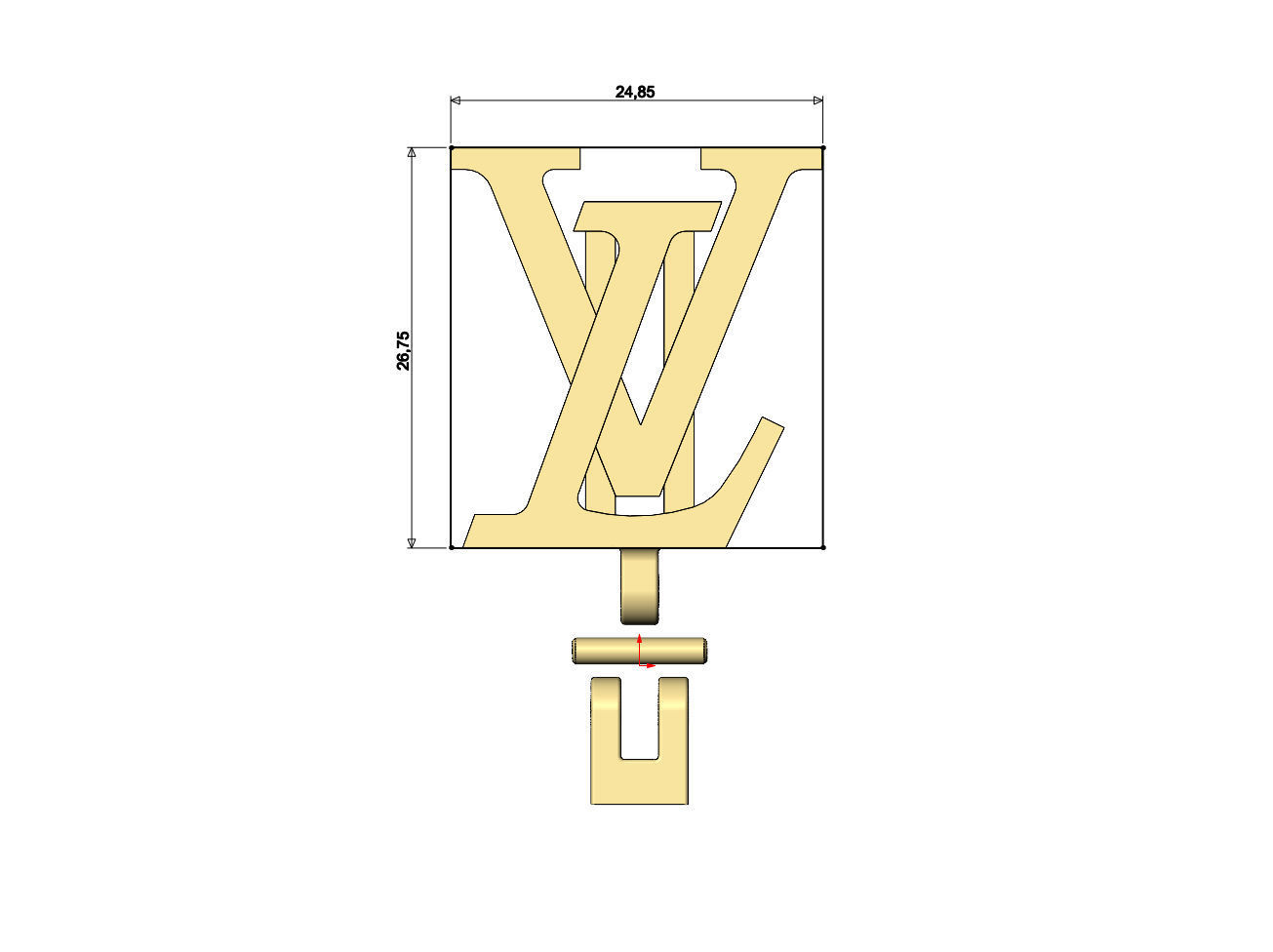 Louis Vuitton logo bail link 3D print model_6