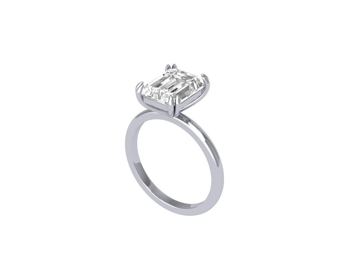 Emerald Solitaire Ring 3D print model_5