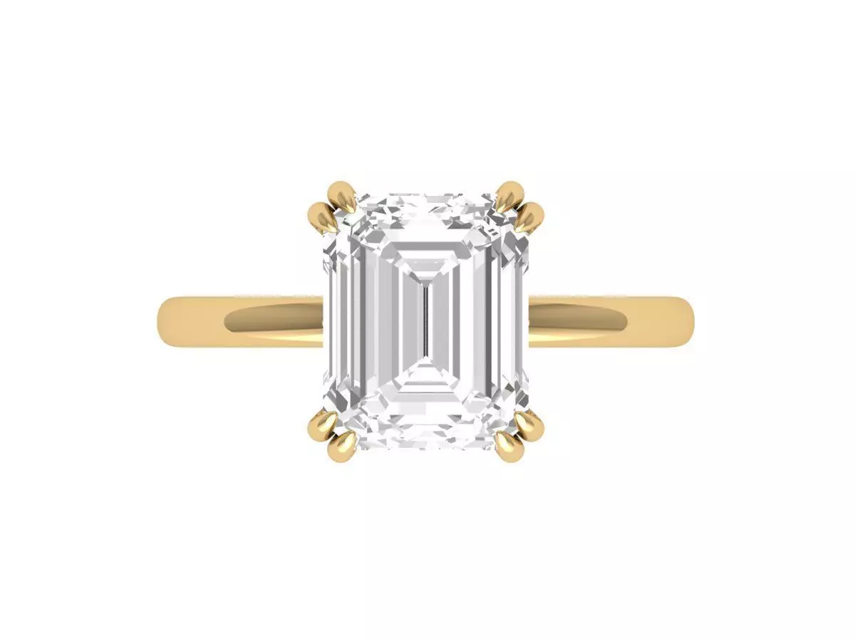 Emerald Solitaire Ring 3D print model_0