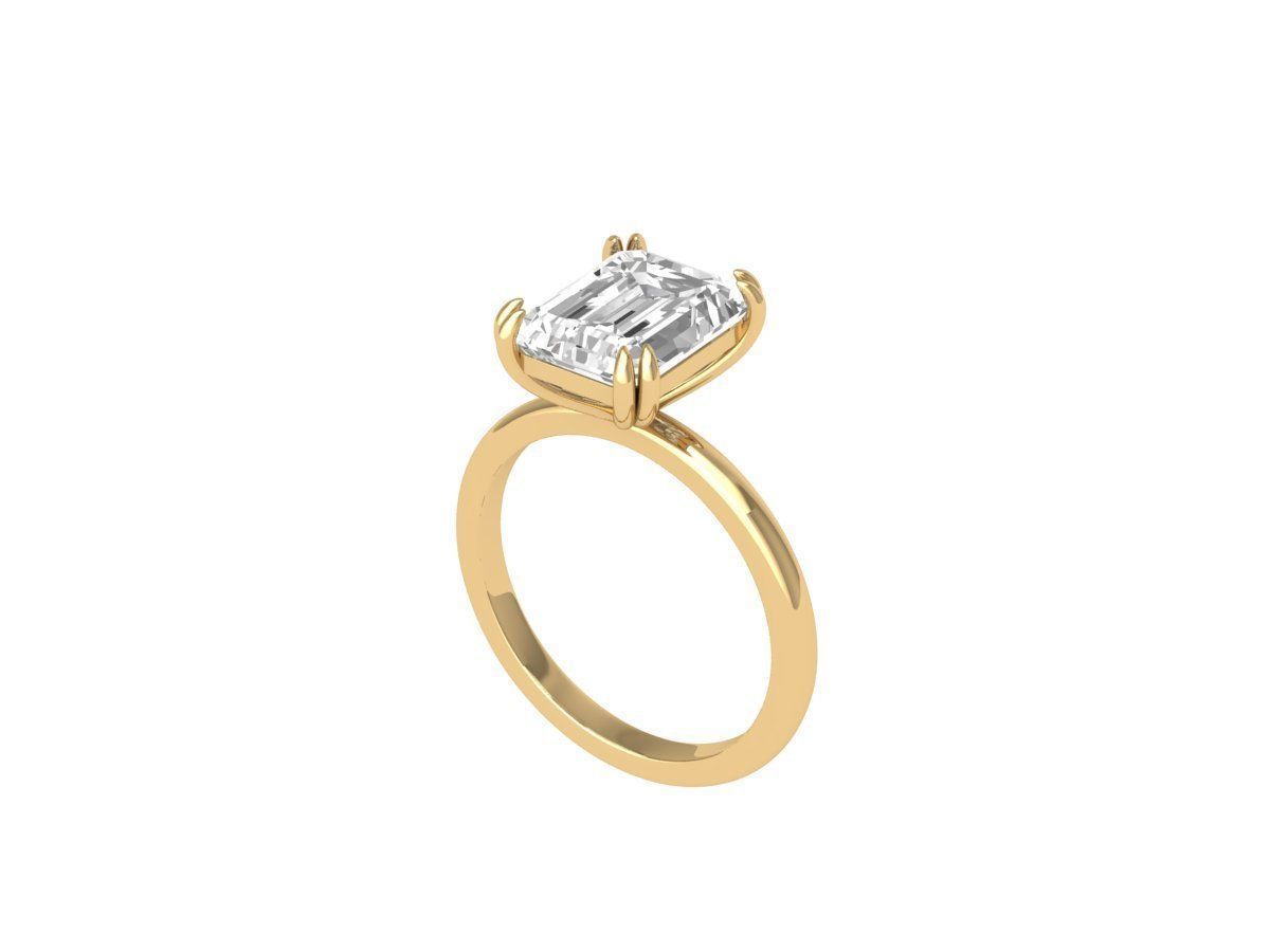 Emerald Solitaire Ring 3D print model_3