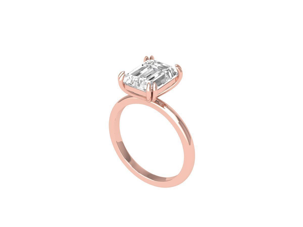 Emerald Solitaire Ring 3D print model_4