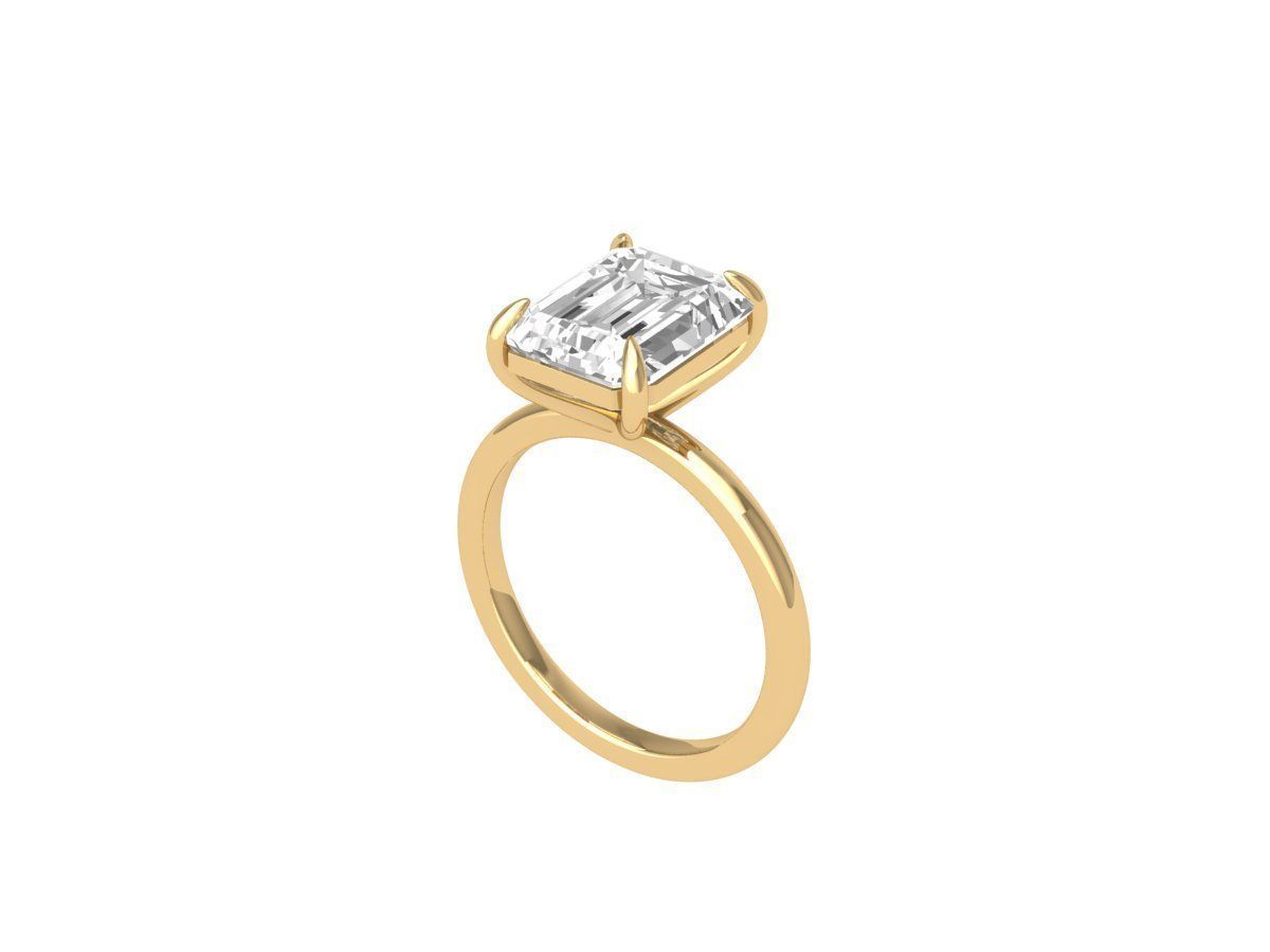 Emerald Solitaire Ring 3D print model_3