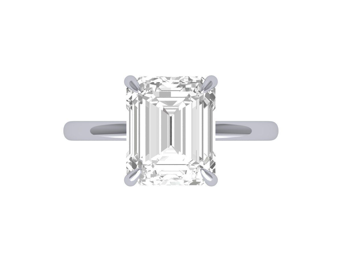 Emerald Solitaire Ring 3D print model_2