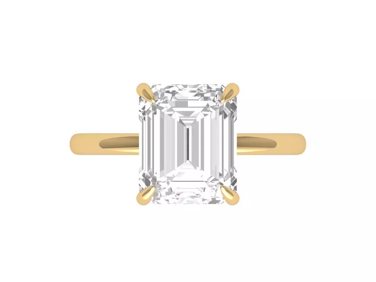 Emerald Solitaire Ring 3D print model_0