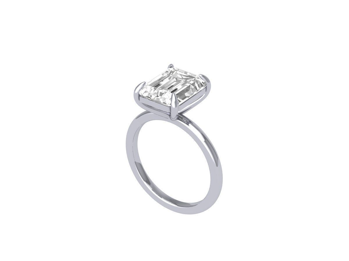 Emerald Solitaire Ring 3D print model_5