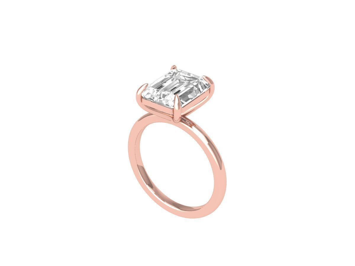 Emerald Solitaire Ring 3D print model_4