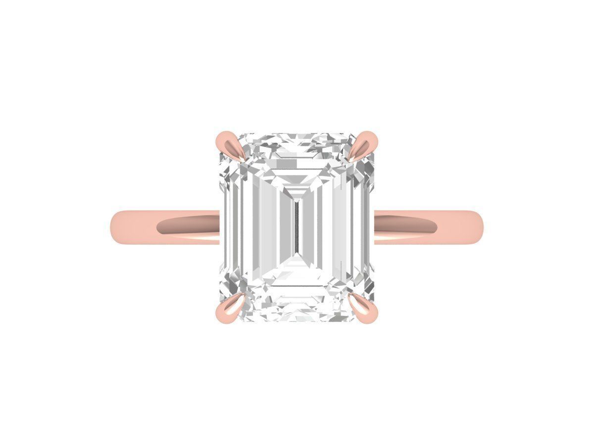 Emerald Solitaire Ring 3D print model_1