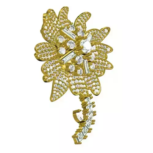 Floral Design Diamond Brooch