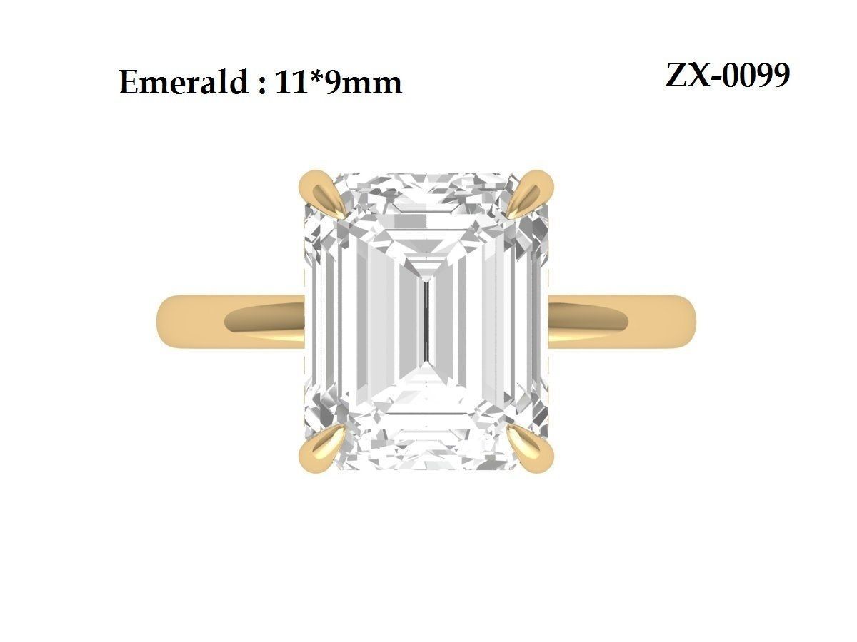 Emerald Solitaire Ring With Hidden Halo 3D print model_12
