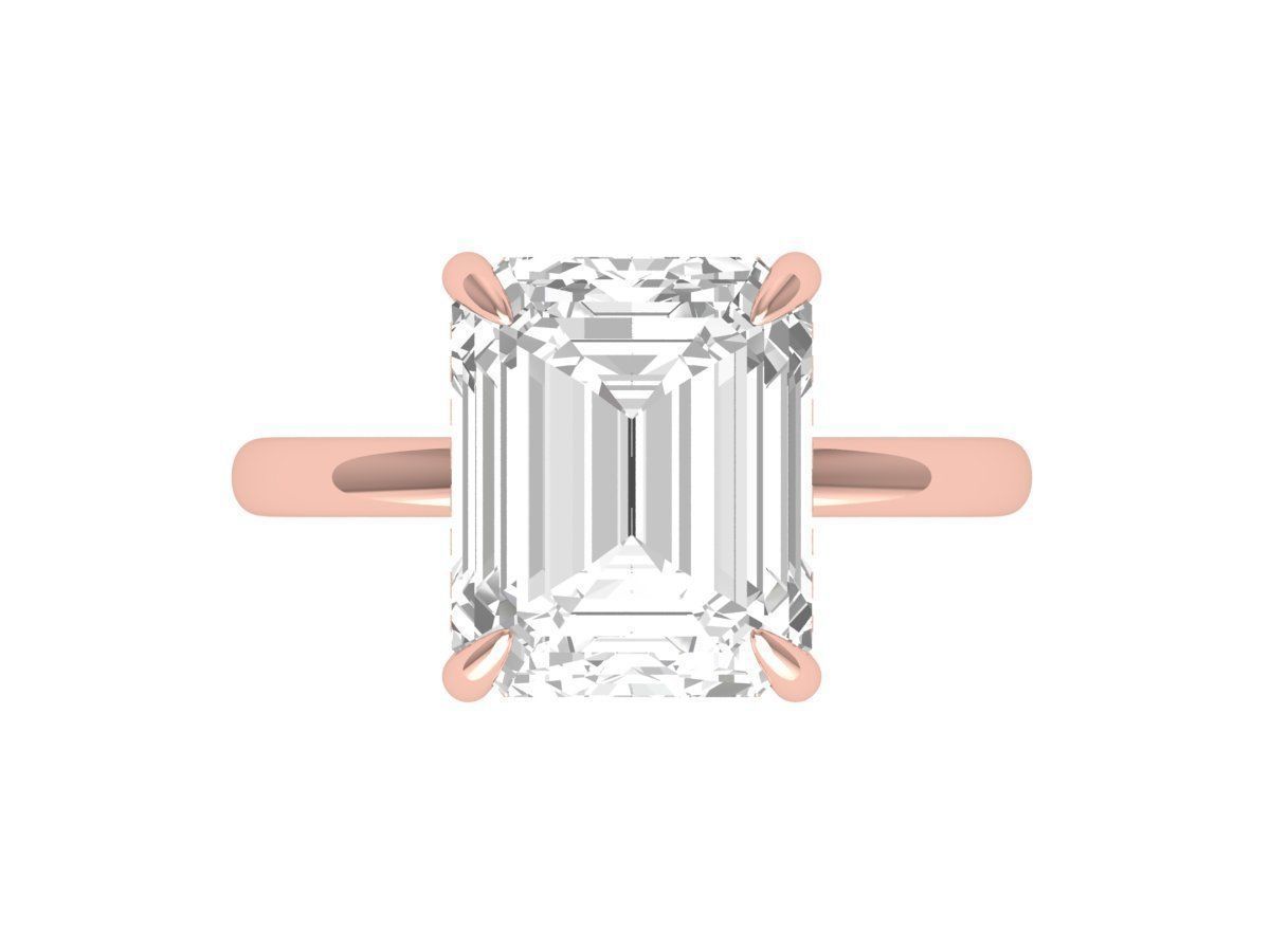 Emerald Solitaire Ring With Hidden Halo 3D print model_1