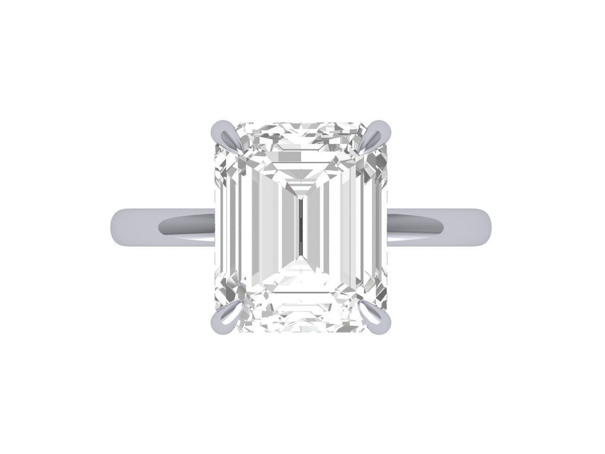 Emerald Solitaire Ring With Hidden Halo 3D print model_2