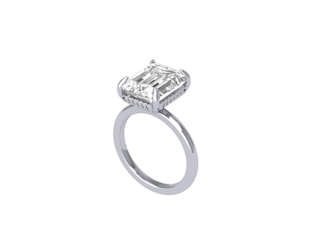 Emerald Solitaire Ring With Hidden Halo 3D print model_5