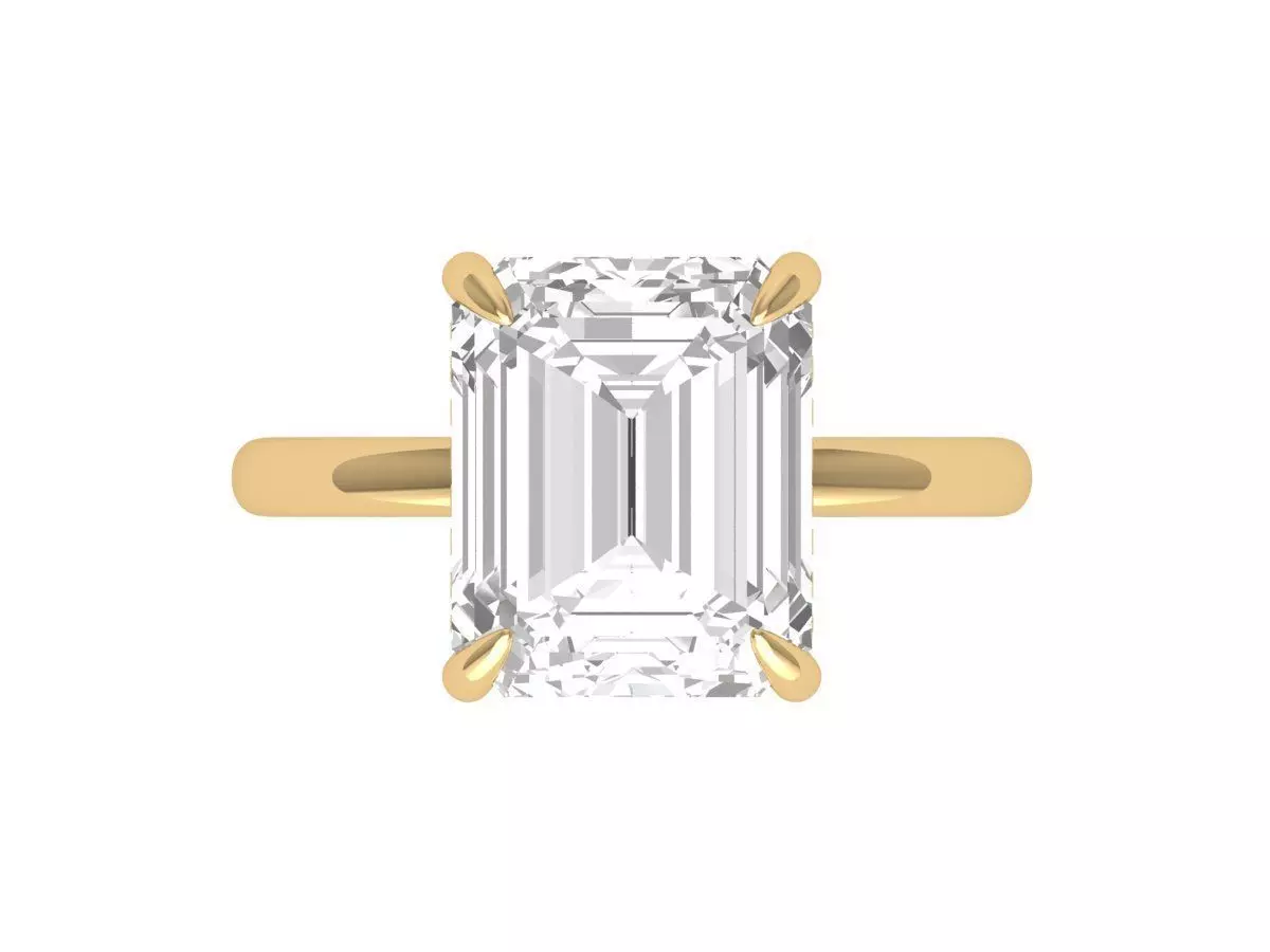 Emerald Solitaire Ring With Hidden Halo 3D print model_0