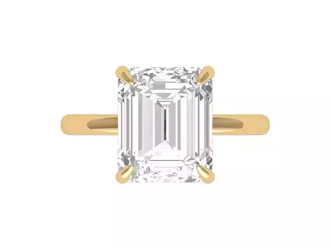  Emerald Solitaire Ring With Hidden Halo 3D print model