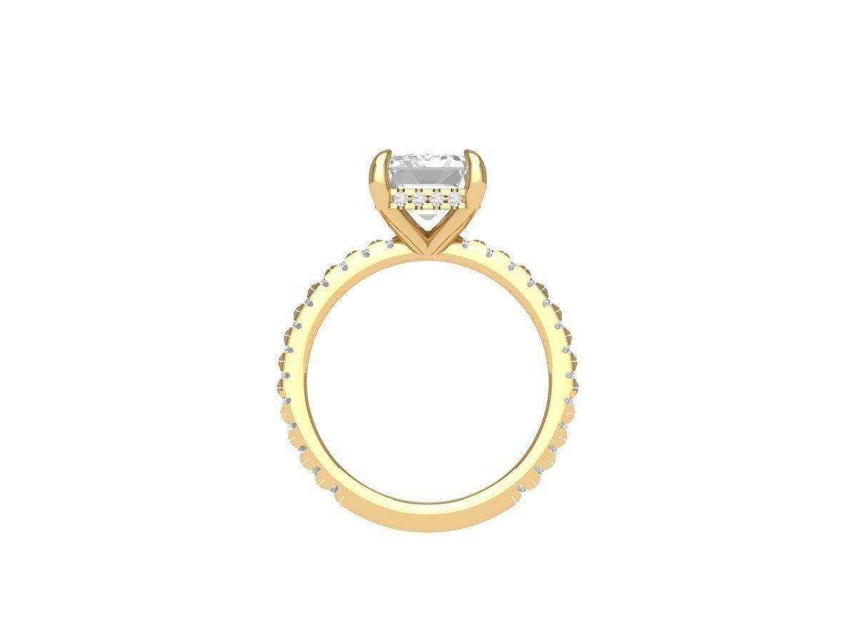  Emerald Solitaire Ring With Hidden Halo 3D print model_8