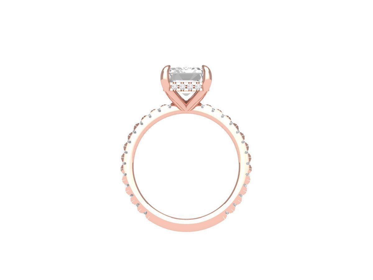  Emerald Solitaire Ring With Hidden Halo 3D print model_6