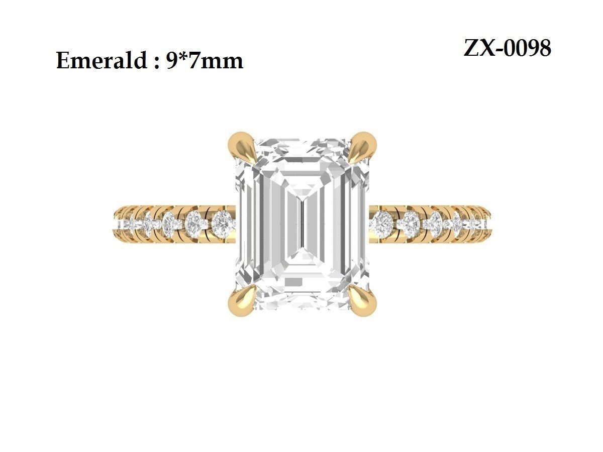  Emerald Solitaire Ring With Hidden Halo 3D print model_13