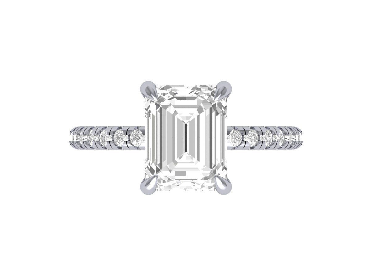  Emerald Solitaire Ring With Hidden Halo 3D print model_2