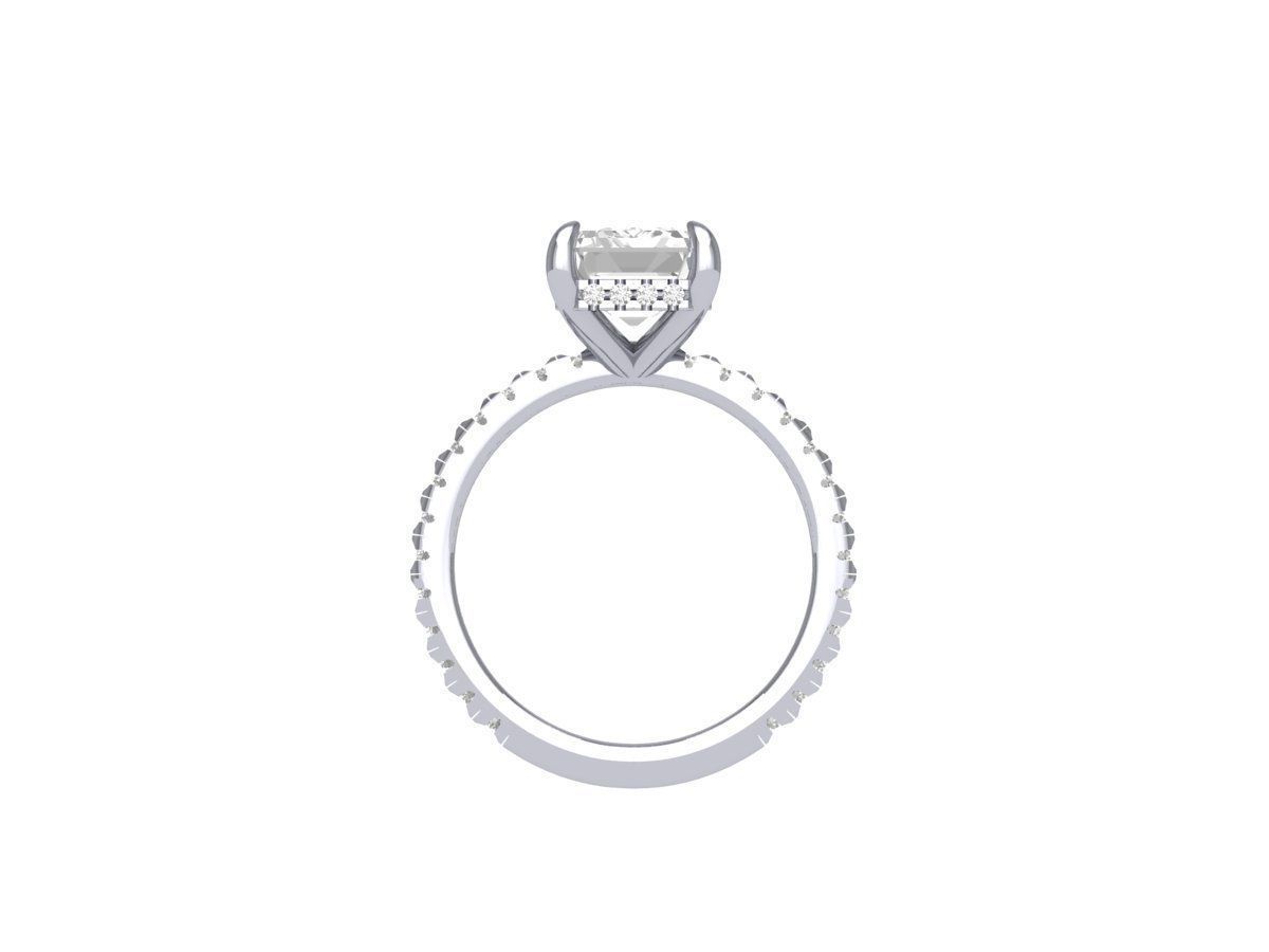  Emerald Solitaire Ring With Hidden Halo 3D print model_7