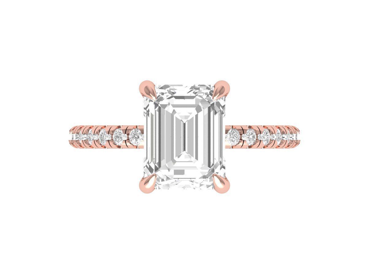  Emerald Solitaire Ring With Hidden Halo 3D print model_1