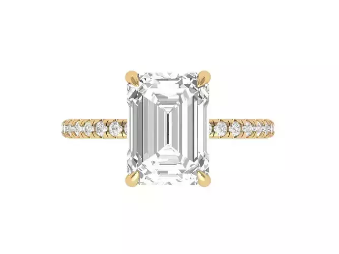  Emerald Solitaire Ring With Hidden Halo 3D print model