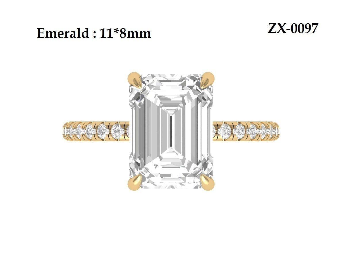 Emerald Solitaire Ring With Hidden Halo 3D print model_13