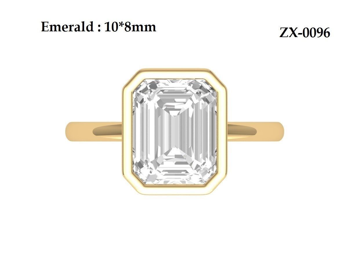 Emerald Solitaire Bazel Ring 3D print model_12