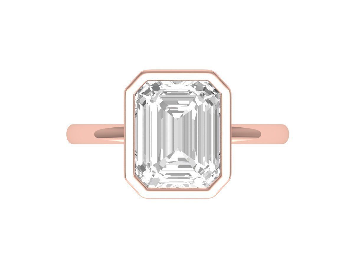 Emerald Solitaire Bazel Ring 3D print model_1