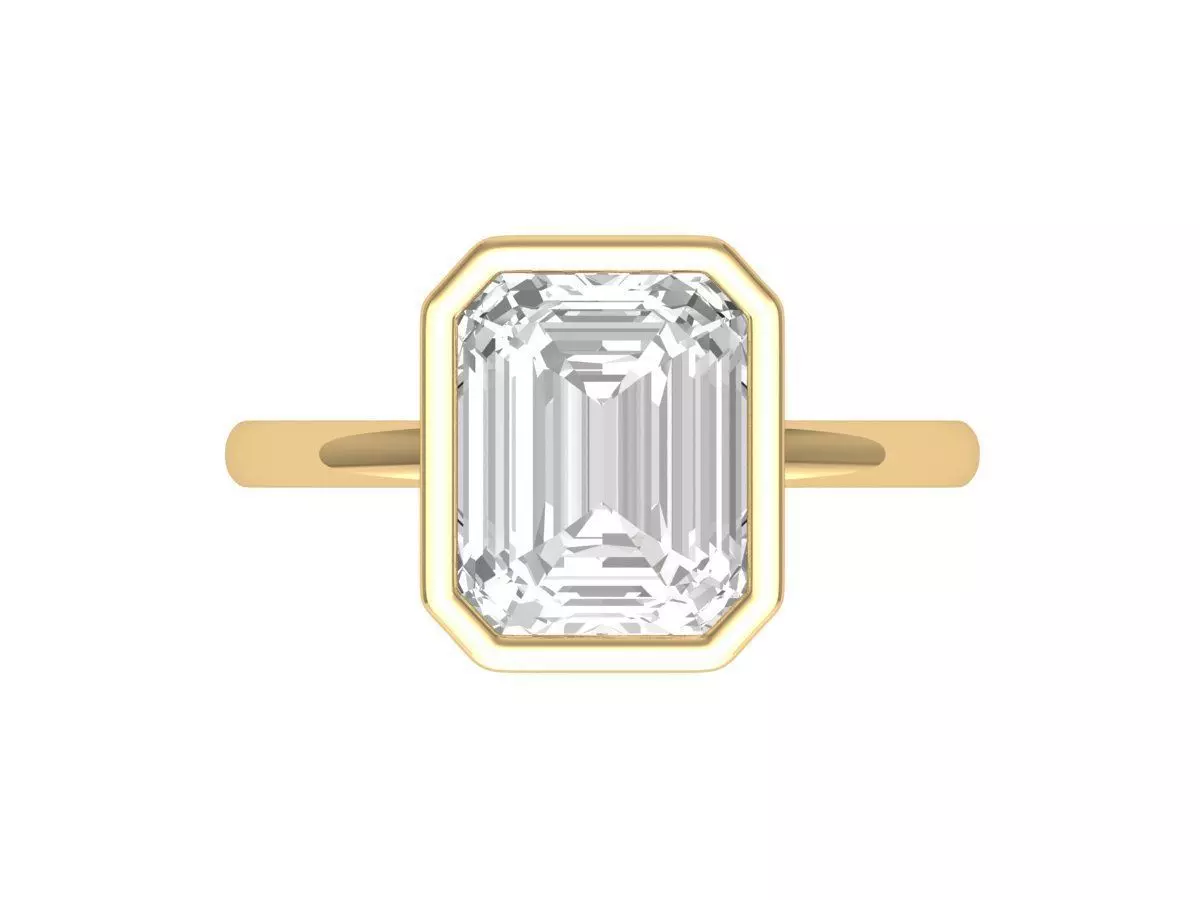 Emerald Solitaire Bazel Ring 3D print model_0