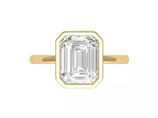 Emerald Solitaire Bazel Ring 3D print model