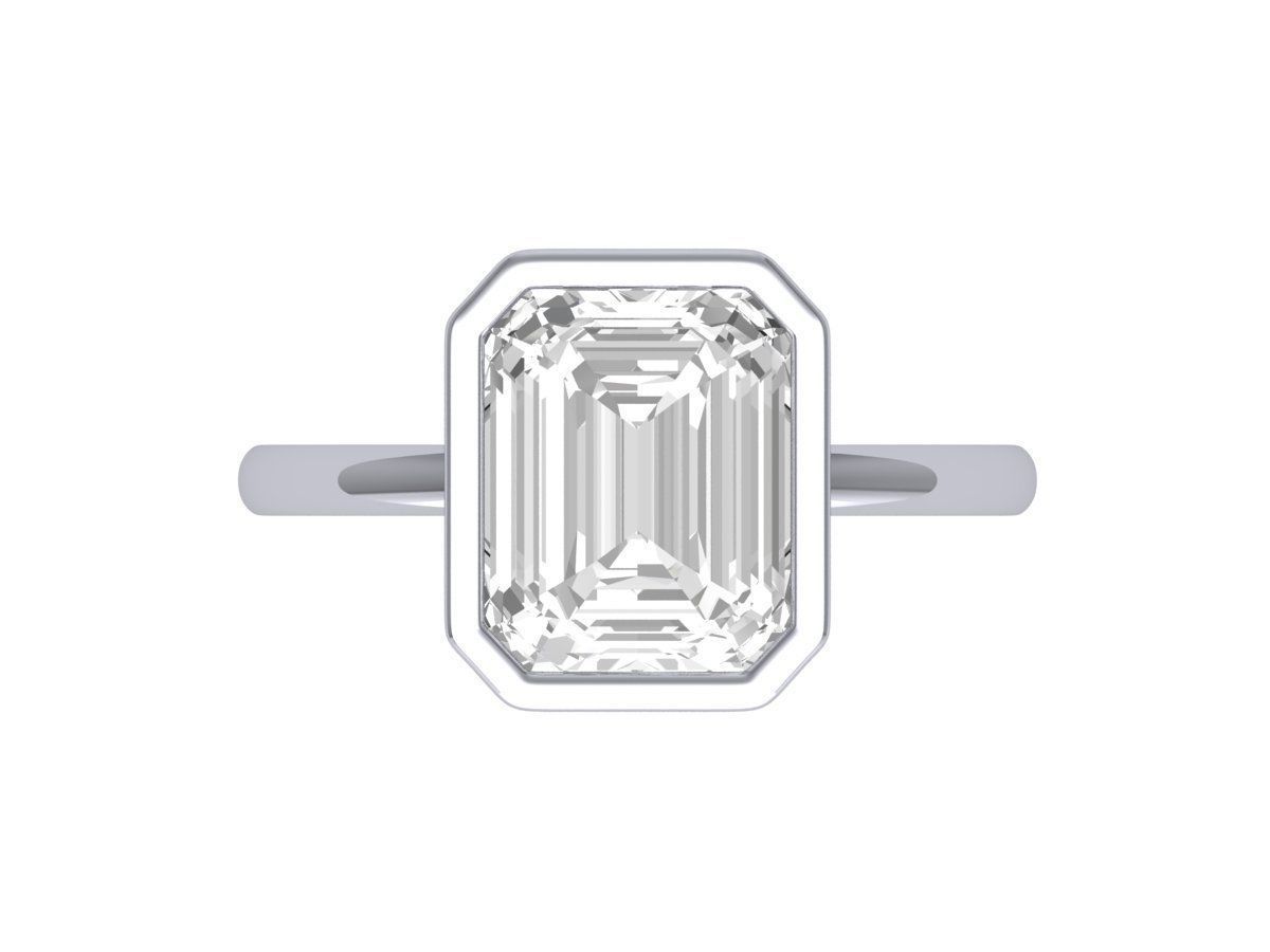Emerald Solitaire Bazel Ring 3D print model_2