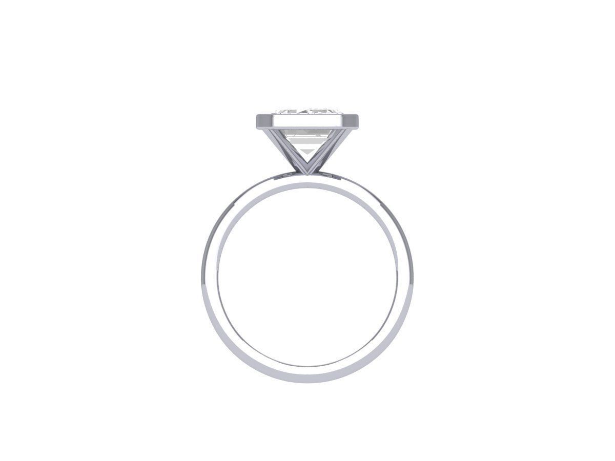 Emerald Solitaire Bazel Ring 3D print model_8
