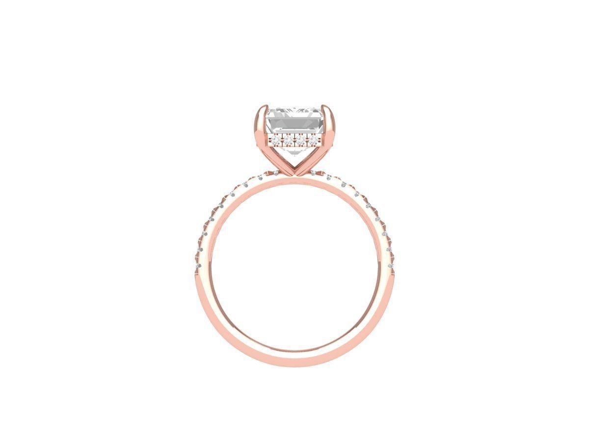 Emerald Solitaire Ring With Hidden Halo 3D print model_7