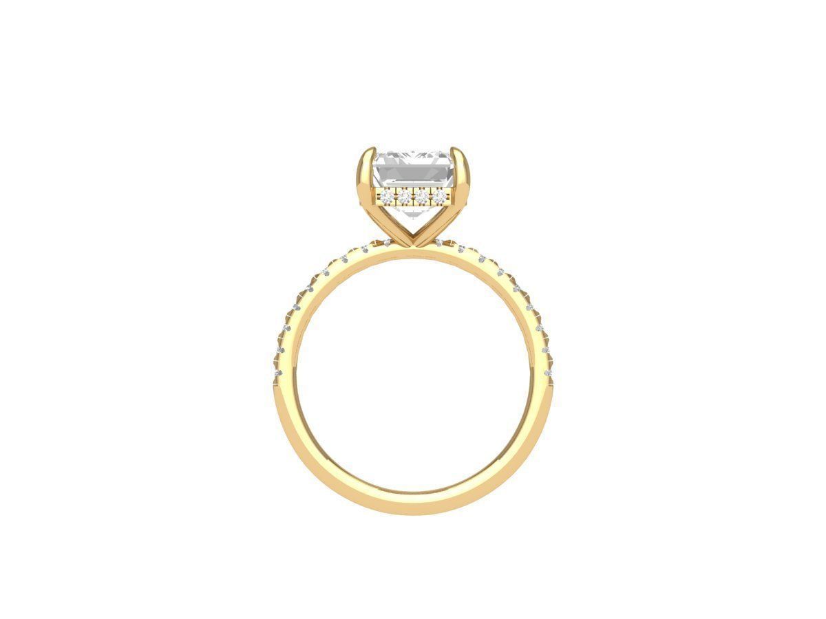 Emerald Solitaire Ring With Hidden Halo 3D print model_6