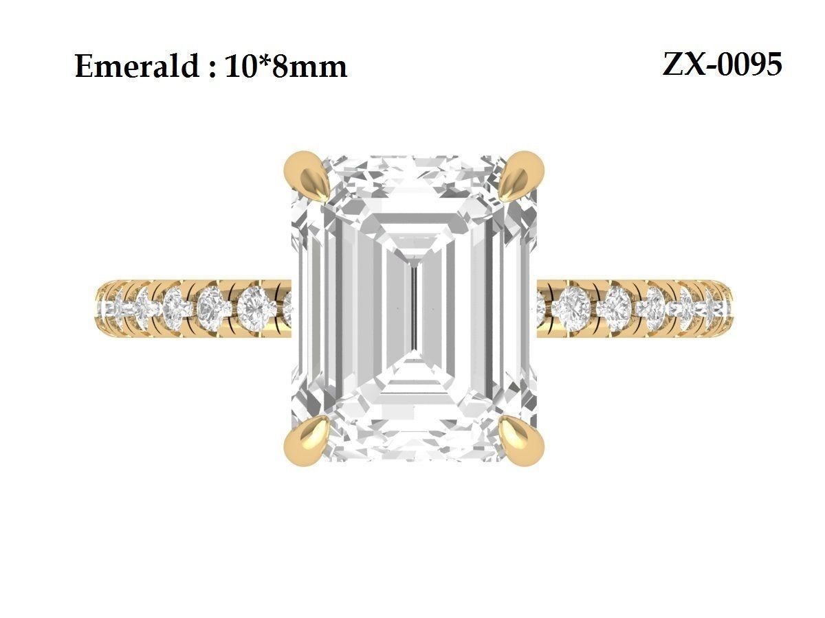 Emerald Solitaire Ring With Hidden Halo 3D print model_13