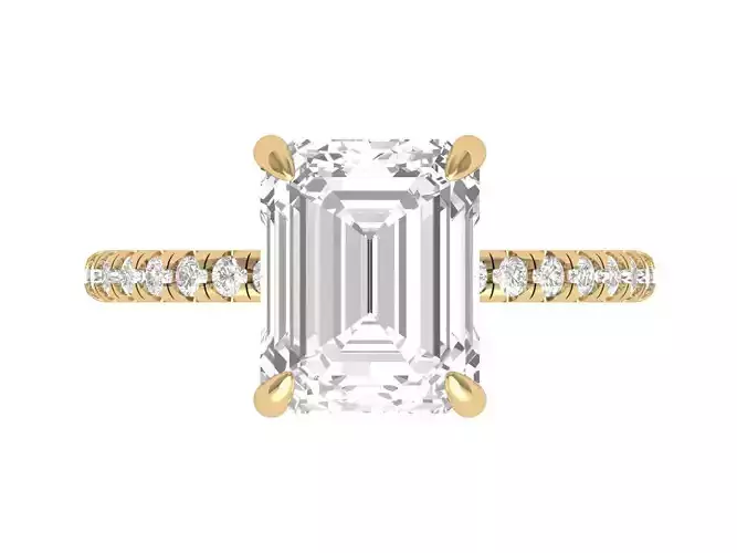  Emerald Solitaire Ring With Hidden Halo 3D print model