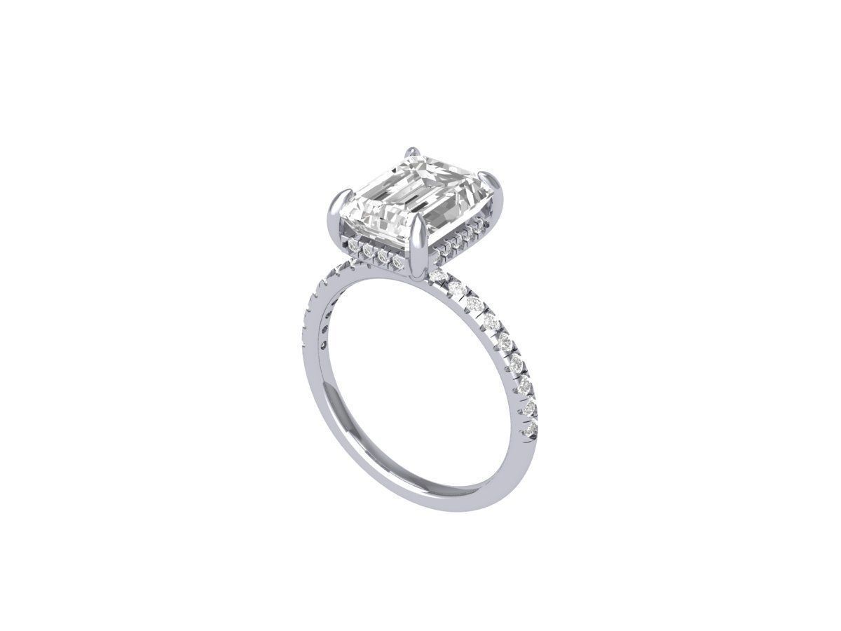 Emerald Solitaire Ring With Hidden Halo 3D print model_5