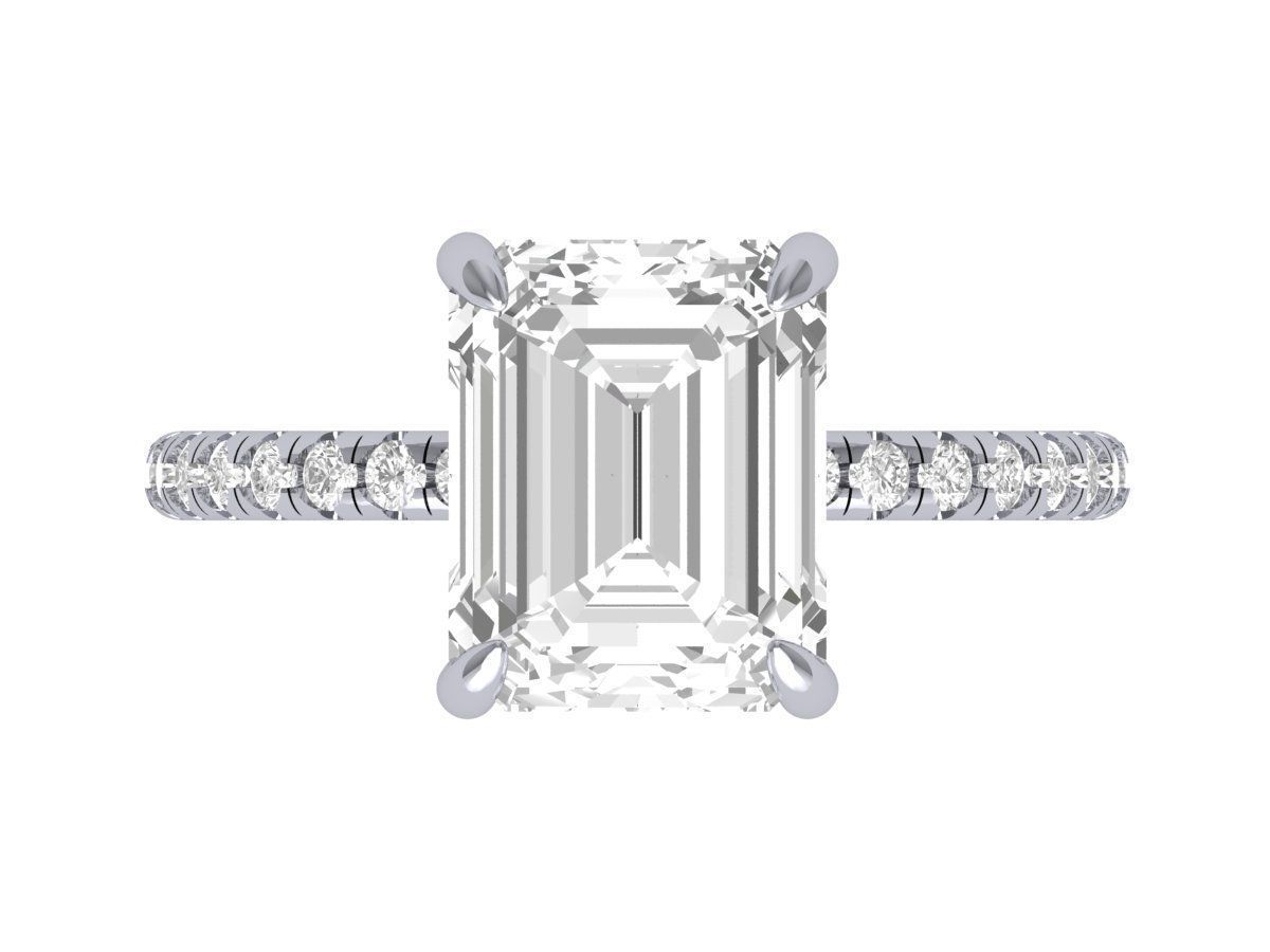 Emerald Solitaire Ring With Hidden Halo 3D print model_2