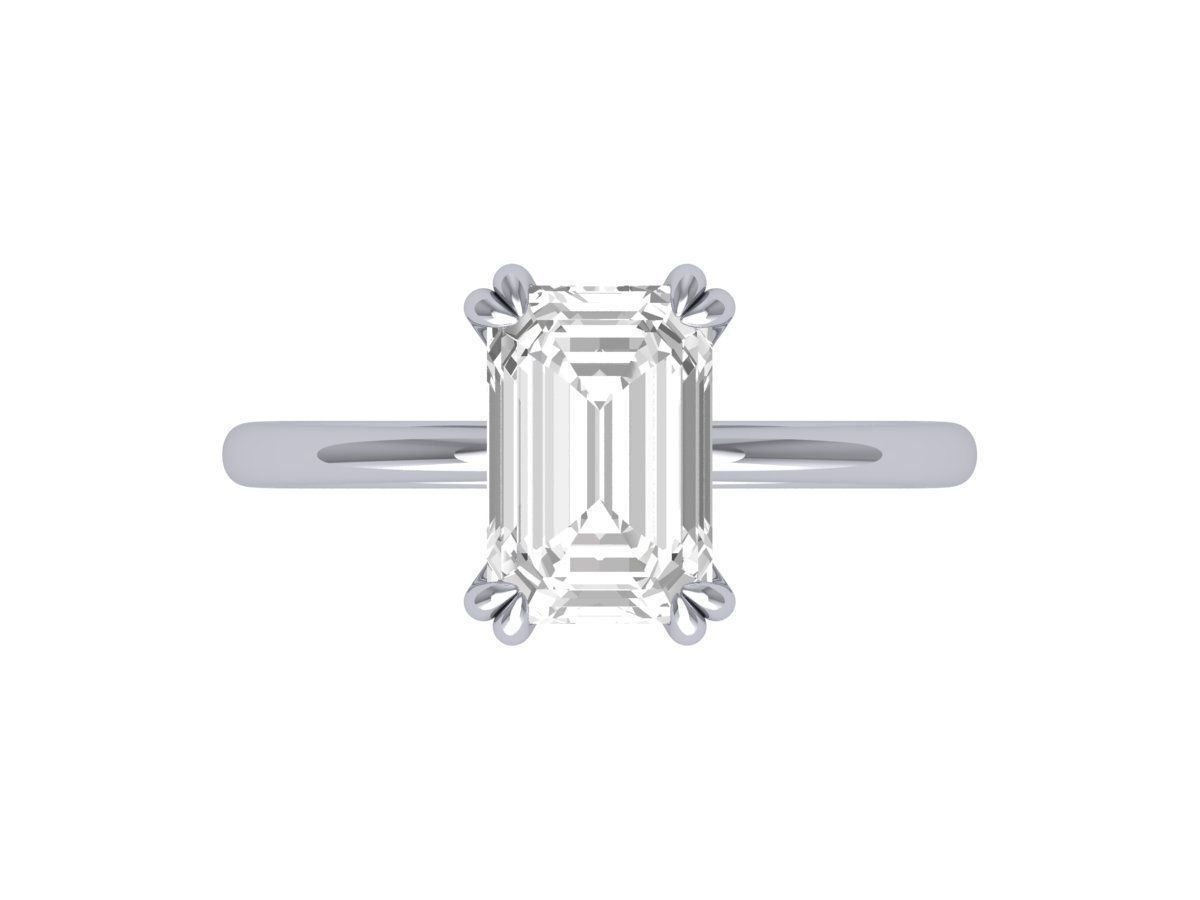 Emerald Solitaire Ring 3D print model_2