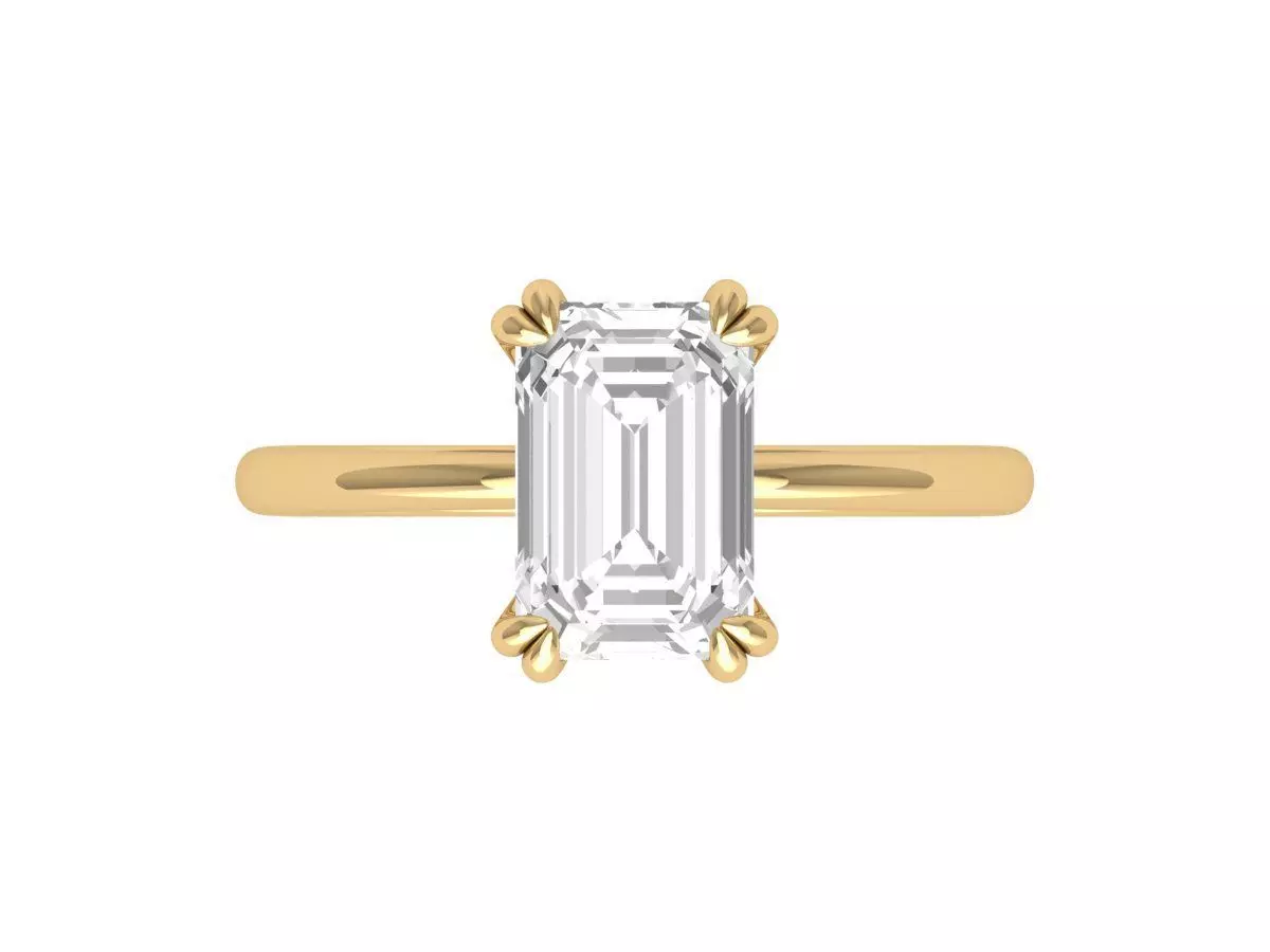 Emerald Solitaire Ring 3D print model_0