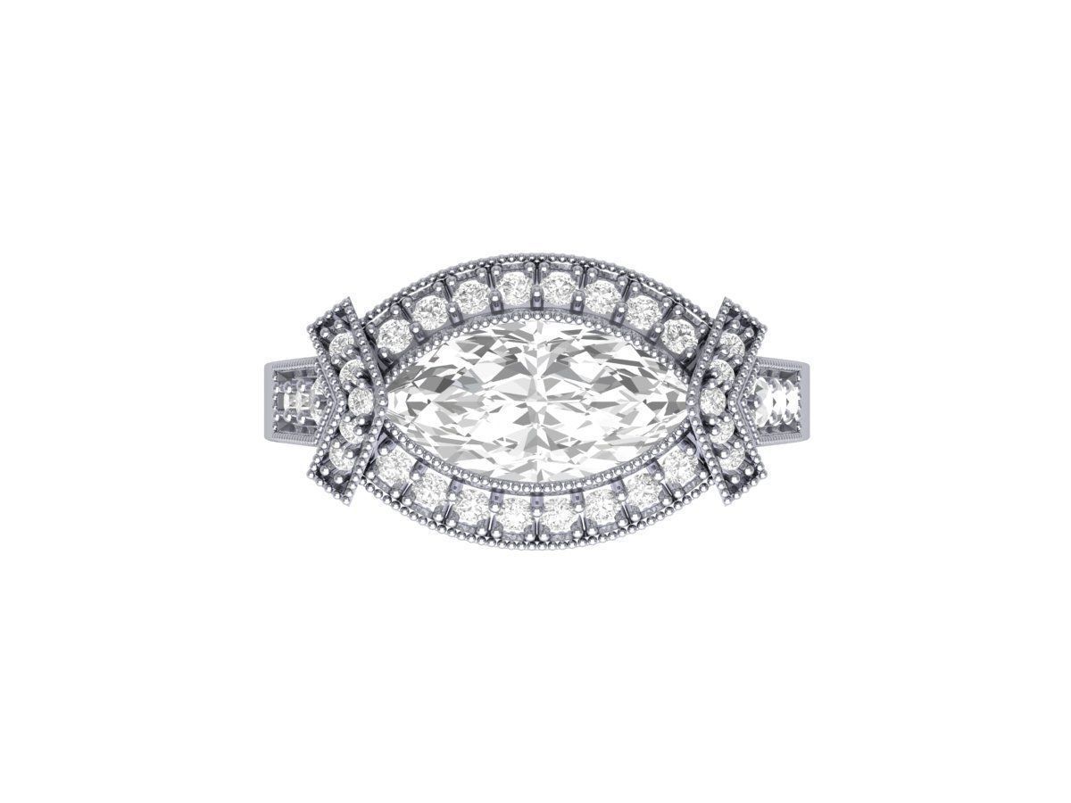 Marquise Art Deco Ring 3D print model_2
