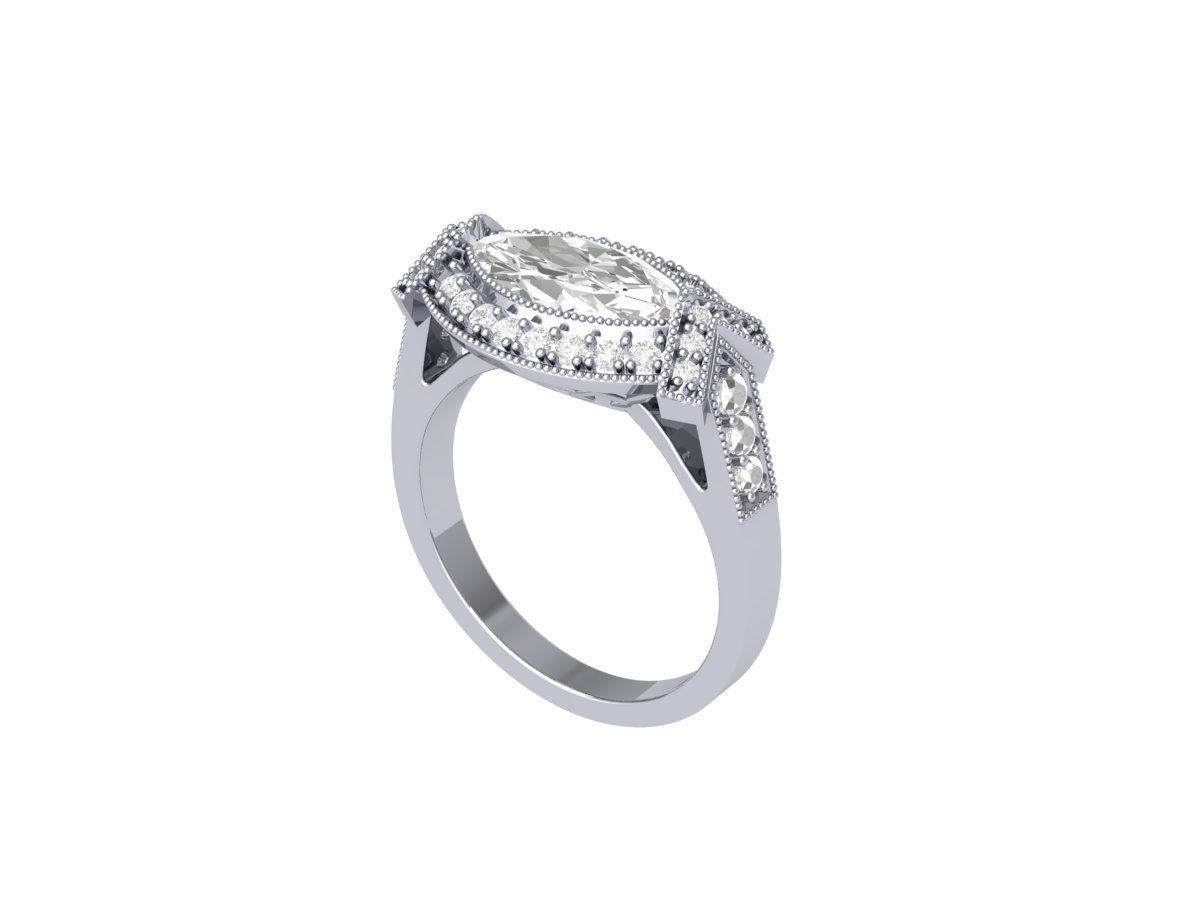 Marquise Art Deco Ring 3D print model_5
