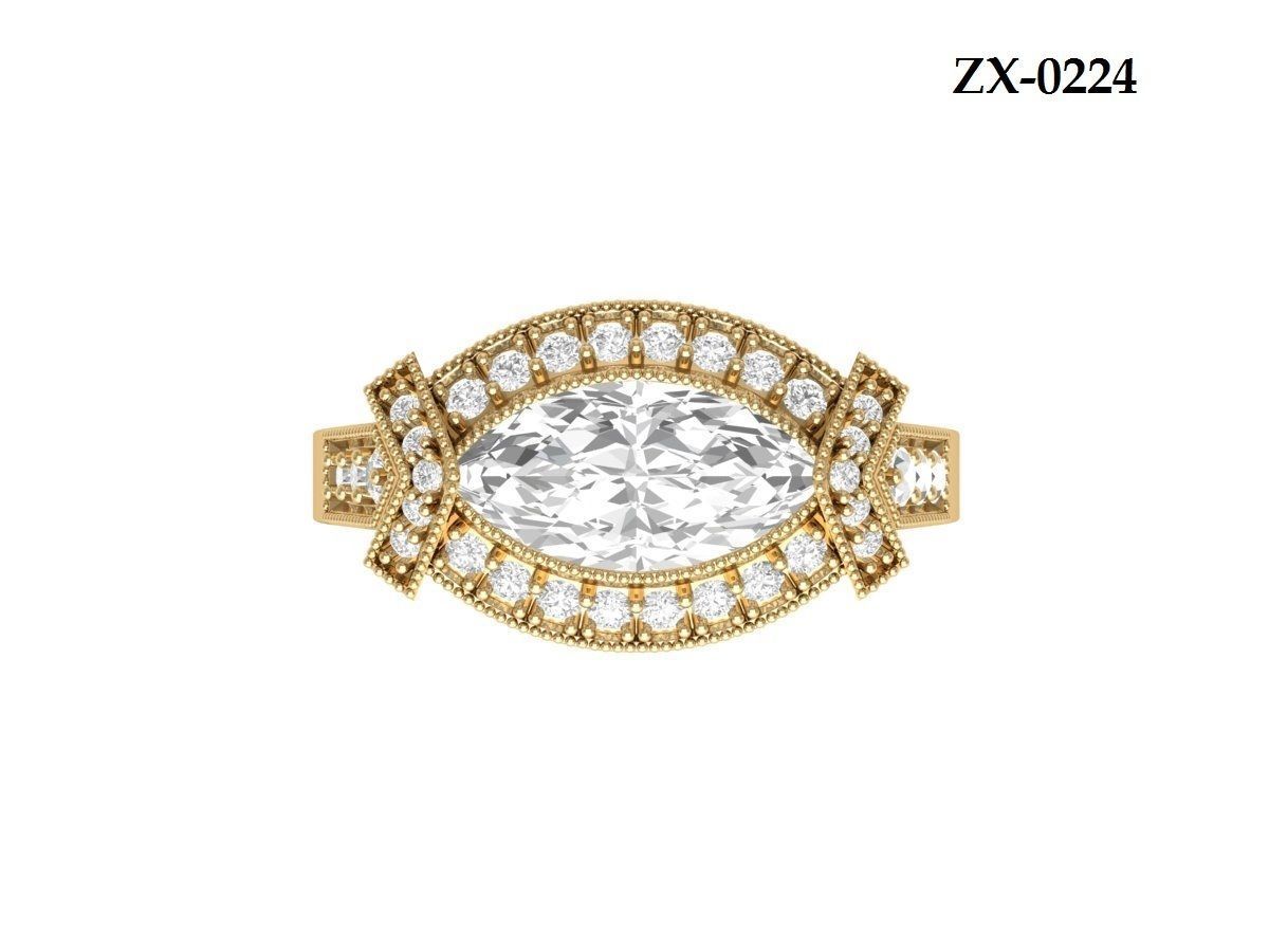 Marquise Art Deco Ring 3D print model_13