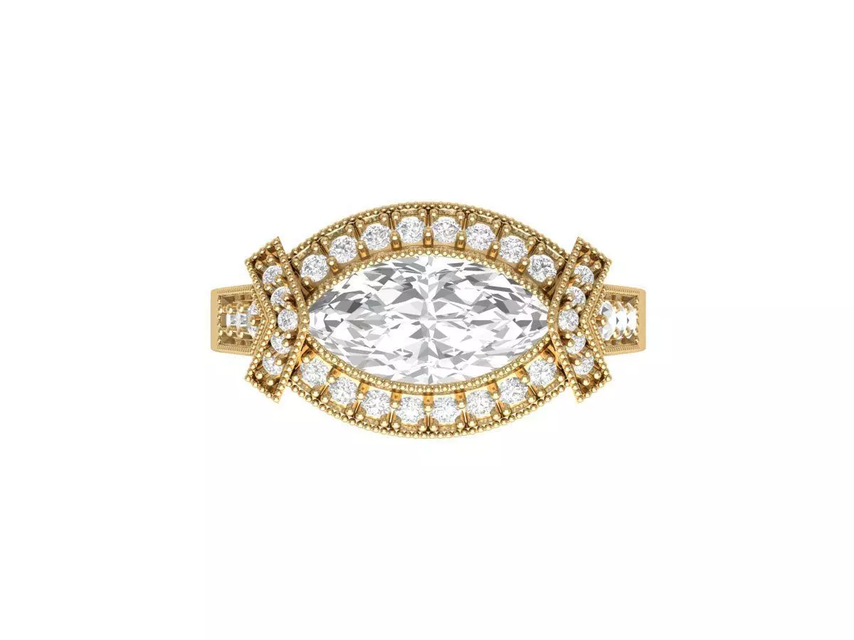 Marquise Art Deco Ring 3D print model_0