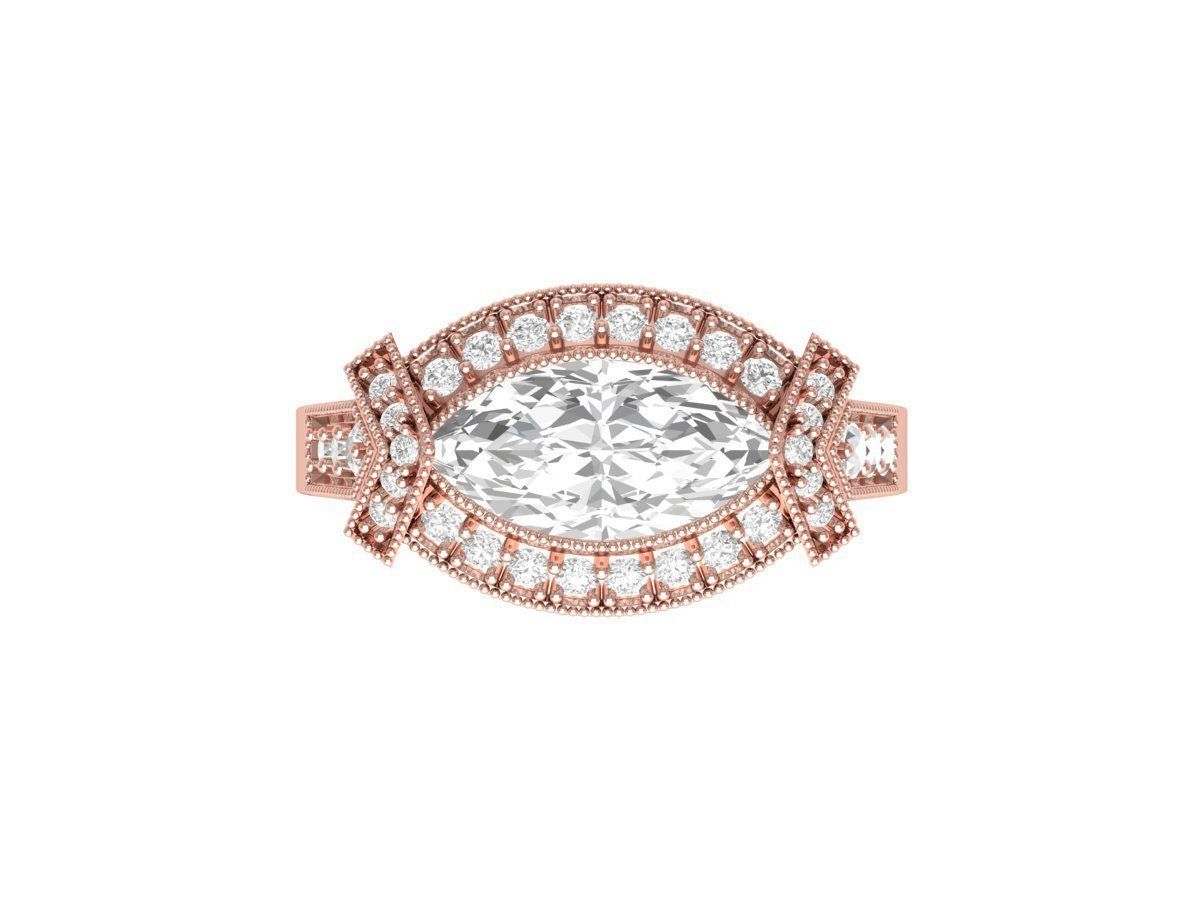 Marquise Art Deco Ring 3D print model_1