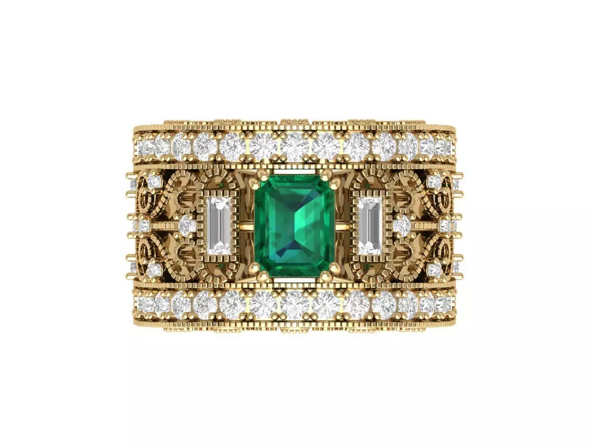 Emerald Art Deco Ring 3D print model