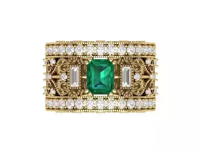 Emerald Art Deco Ring