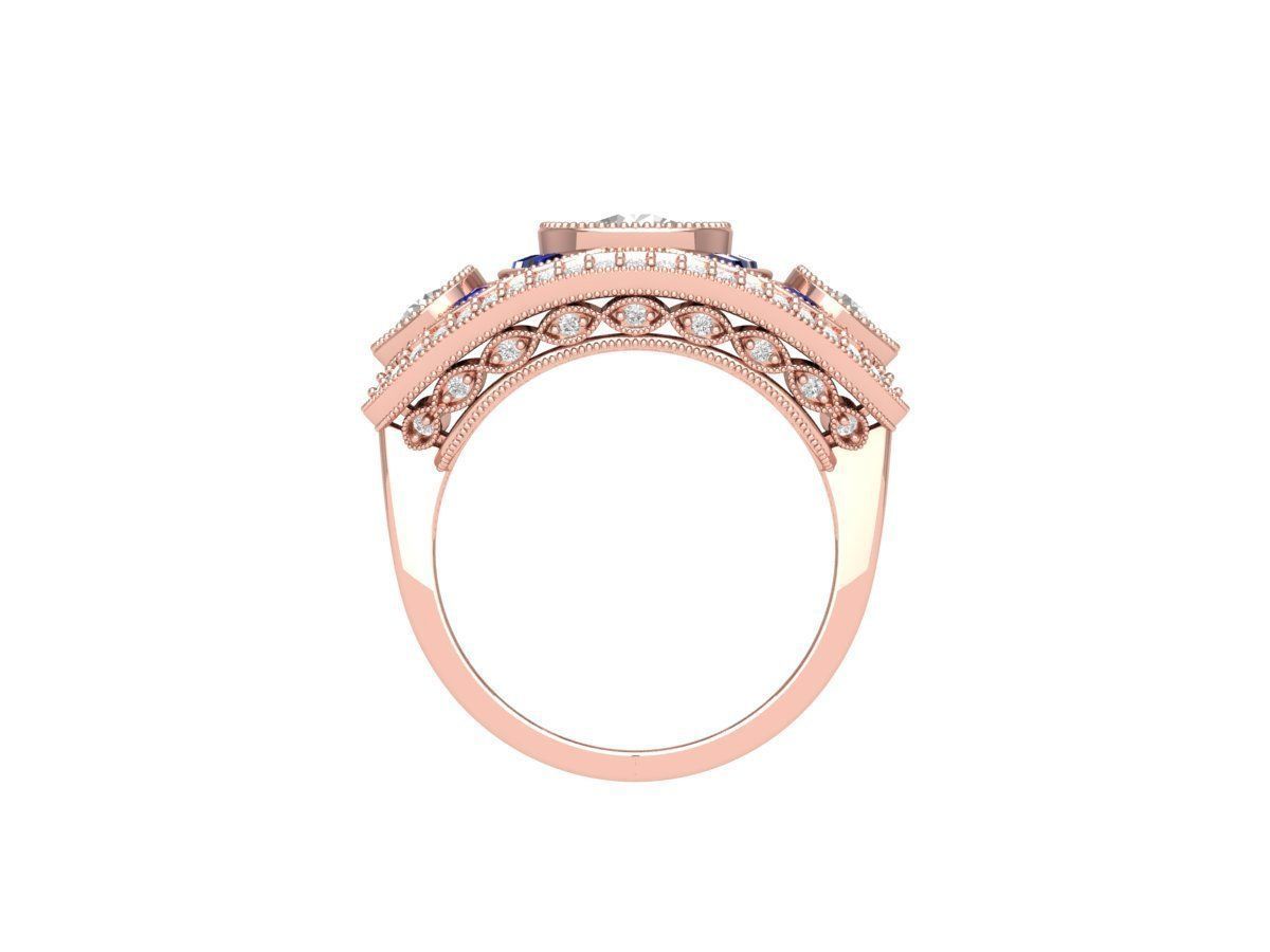 3 Stone Art Deco Ring 3D print model_7