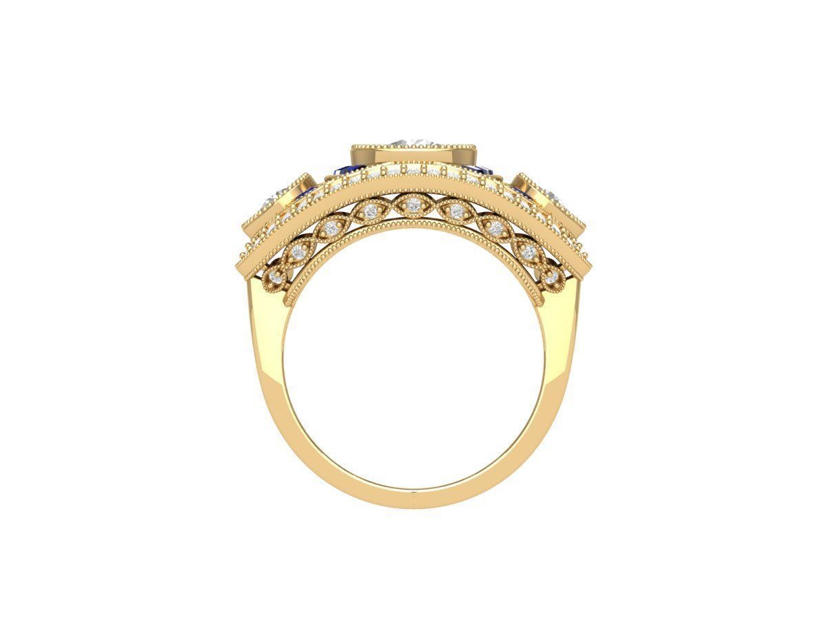 3 Stone Art Deco Ring 3D print model_8