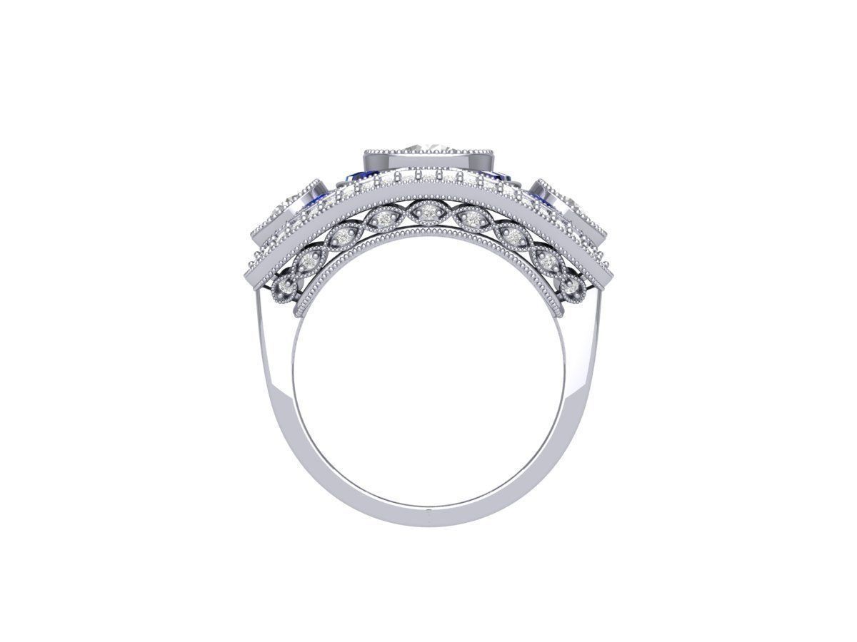 3 Stone Art Deco Ring 3D print model_6
